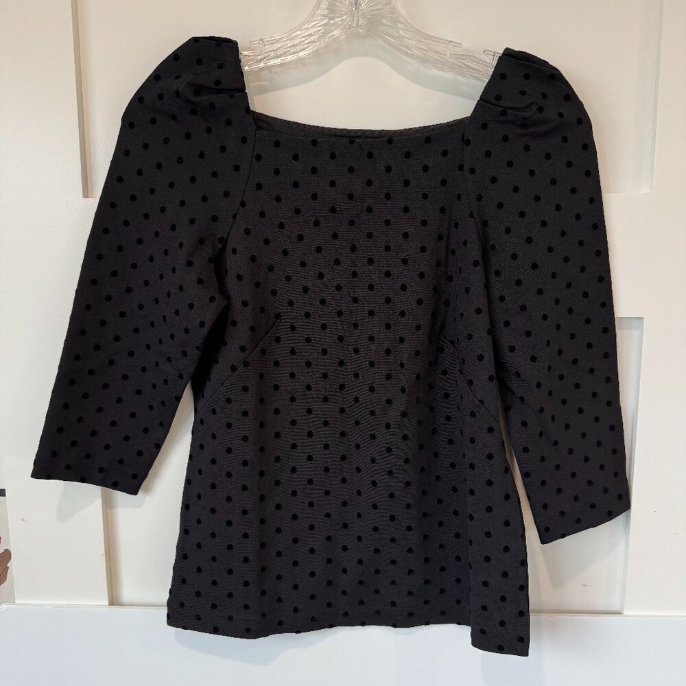 Ann Taylor Petite XXS Black Polka Dot Shirt